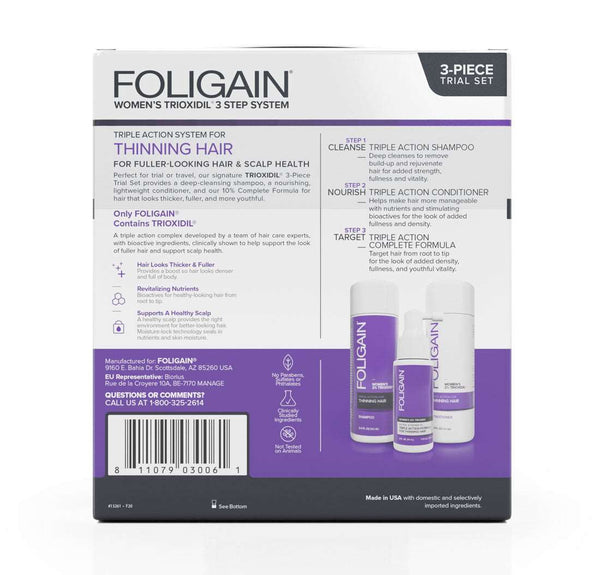 FOLIGAIN Triple Action Hair Care System For Women 3 Piece Trial Set - FOLIGAIN UK