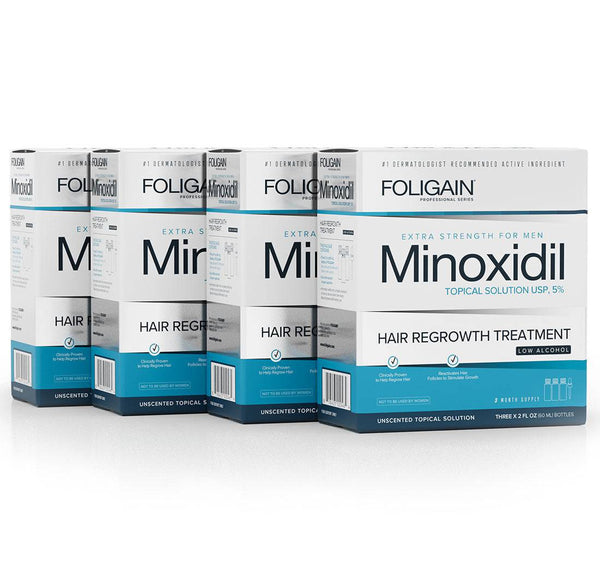 FOLIGAIN Low Alcohol Minoxidil 5% Hair Regrowth Treatment For Men 12 Month Supply - FOLIGAIN UK