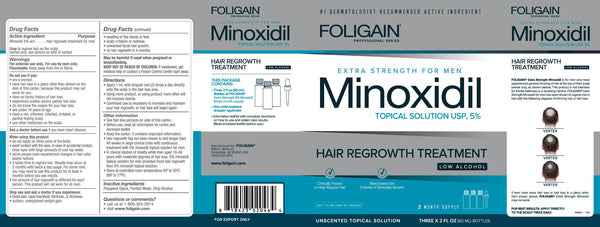 FOLIGAIN Low Alcohol Minoxidil 5% Hair Regrowth Treatment For Men 6 Month Supply - FOLIGAIN UK